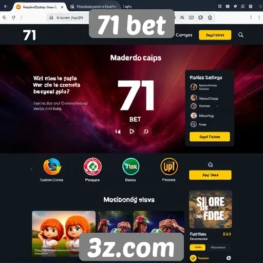 Interface do usuário no site 71 bet
